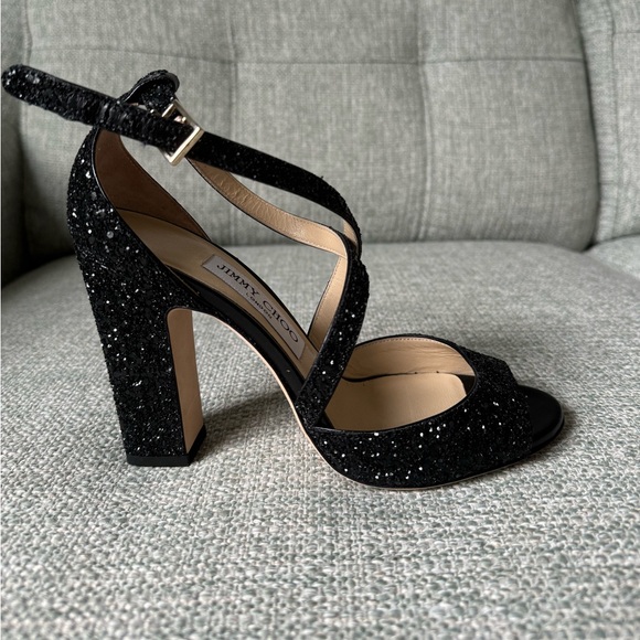 Jimmy Choo sparkling black sandals. Size 37.5. - Picture 4 of 13